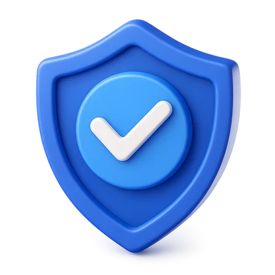 Escudo 3D com selo de verificação